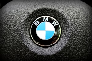 BMW logo on the steering