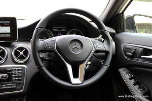 Steering wheel is identical in design, but misses out on the perforated grip on the 9 & 3 position