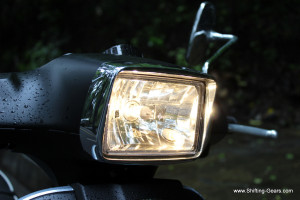 The most noticeable change on the Vespa S is the rectangular headlamp with a chrome surround. All other Vespa variants have a round unit.
