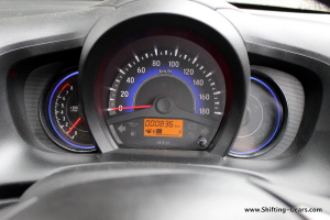 Three pot instrument cluster is easy to read, the blue colour lights up well at night