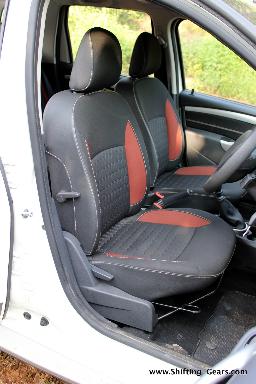 Red and black seat upholstery is standard on the AWD variants