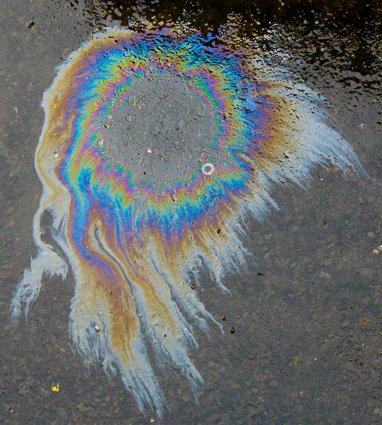 oil on road during rains