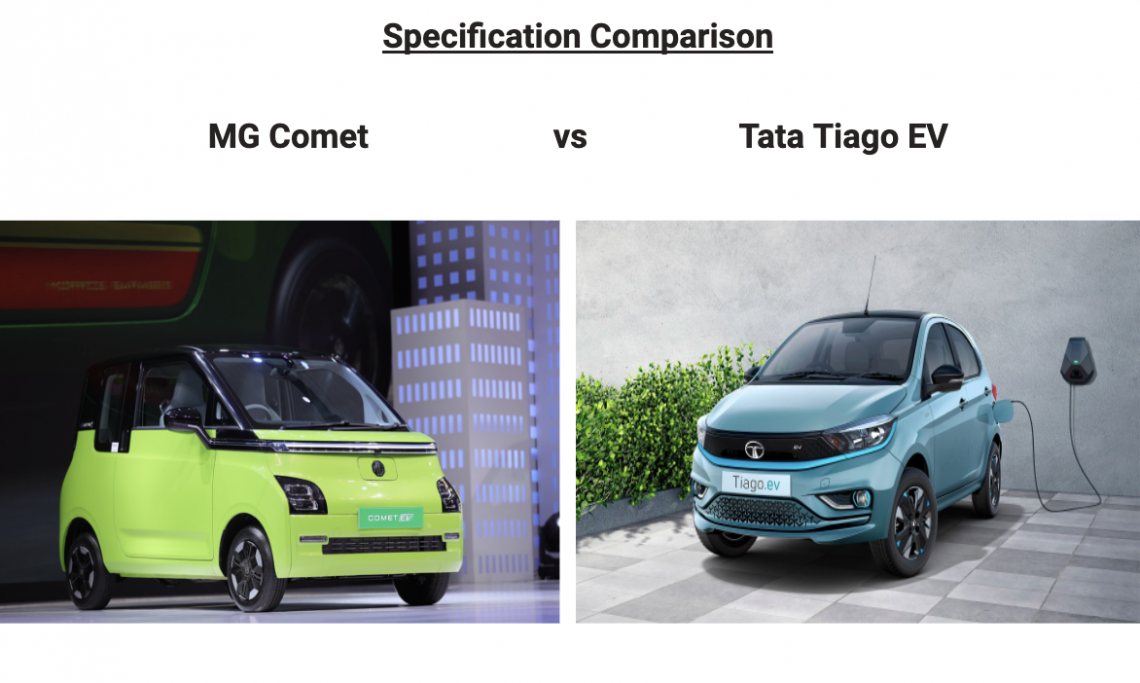 MG Comet EV Vs Tata Tiago EV Price Specification Comparison